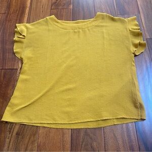 Grade & Gather Women’s Mustard Yellow Basic Top Blouse Ruffle Sleeves Size Small